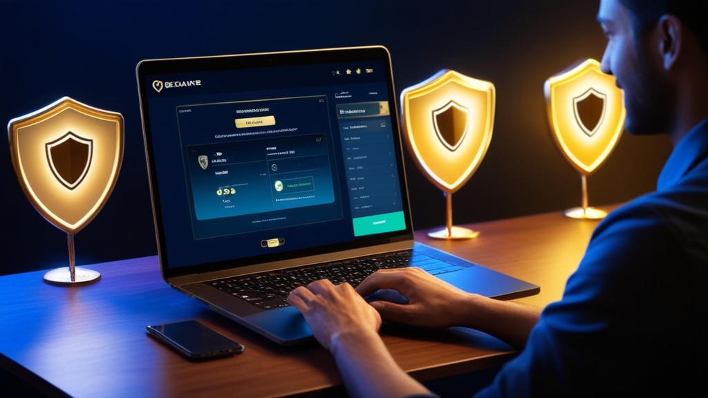 Schermo di sicurezza pagamenti con chat di assistenza e icona scudo